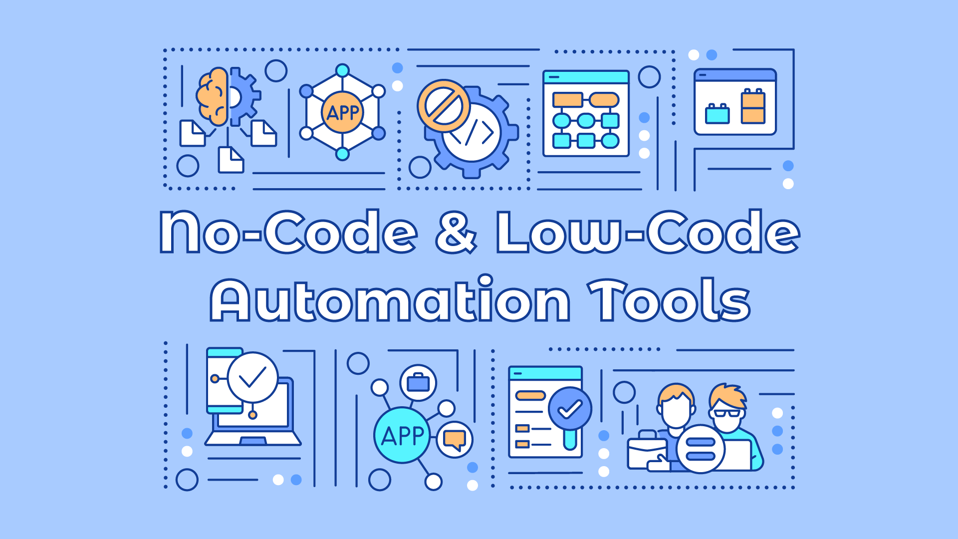 No Code Low Code Automation Tools Blue Banner