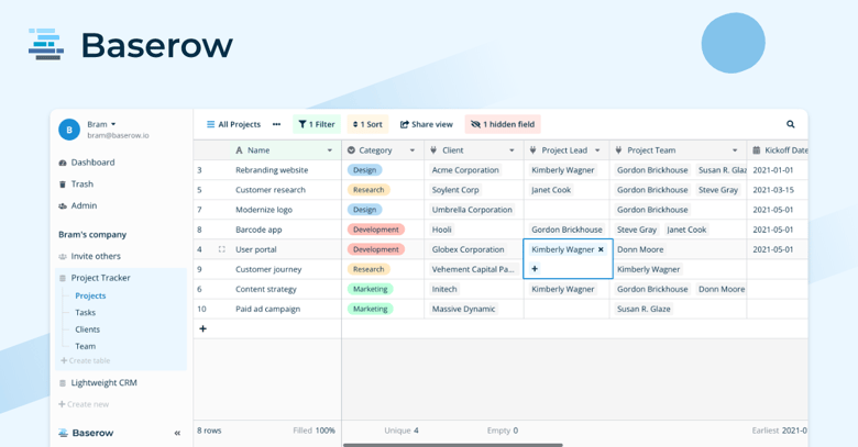 Baserow: An open source no-code database and Airtable alternative