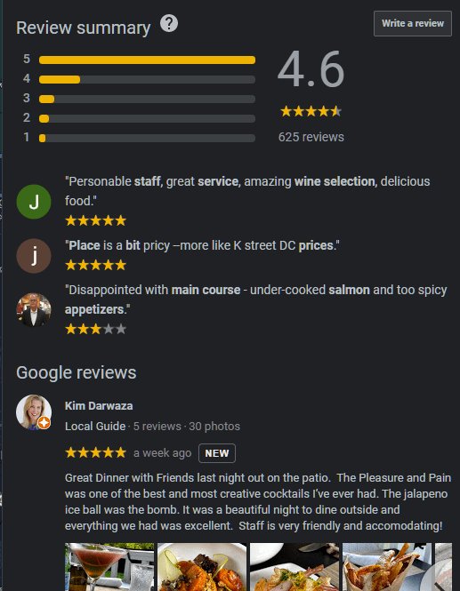 Google My Business Customer Reviews